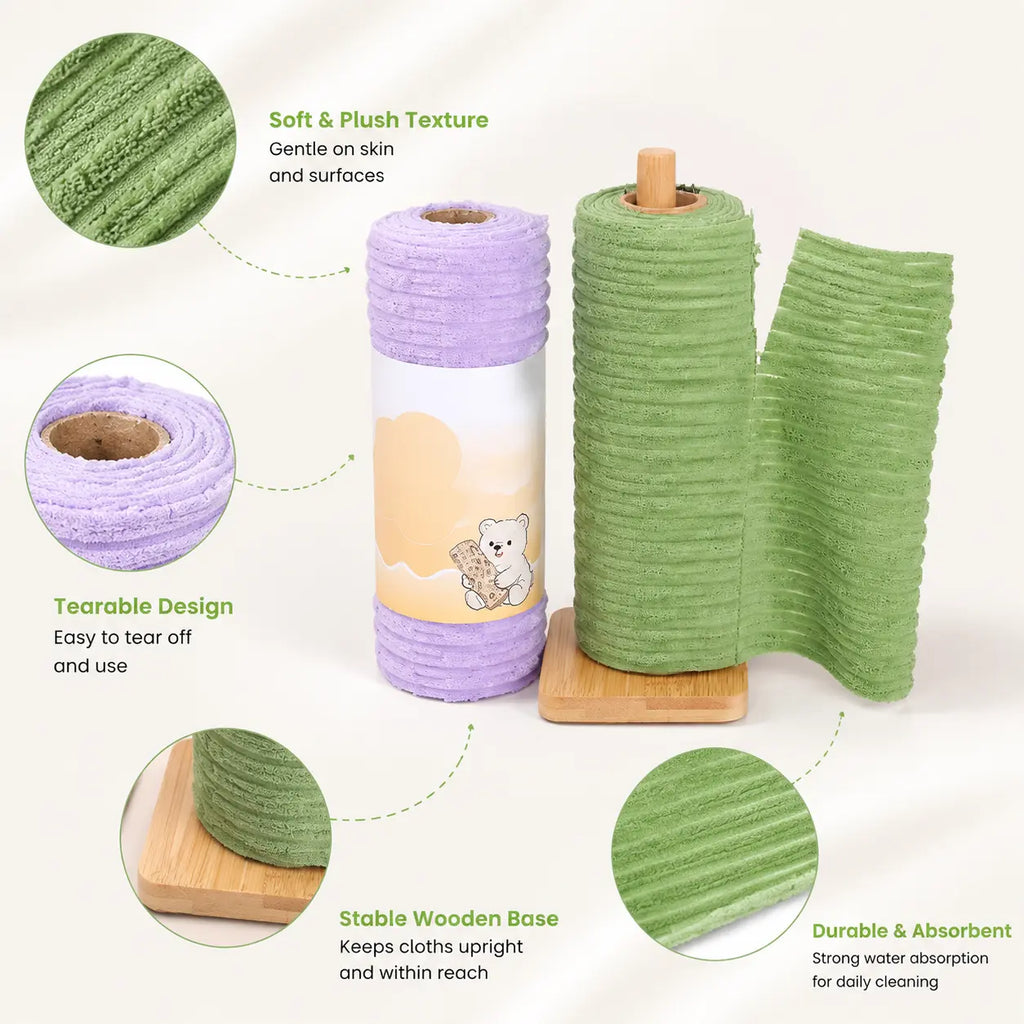 1 Count, Tearable Plush Cleaning Cloth Roll, for Daily Household Cleaning of Tableware, Cooktop, Glassware and Cabinets